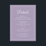 Formell traditionell Elegant Dusty Lila Bröllop Tilläggskort<br><div class="desc">Kortet stil lila/lavender bröllop med en enkel utformning med "Detaljer" i elegantens kalligrafi inuti ett tunt gräns. Med mallen kan du  viktig information om din speciella dag. Den här klassiska designen är perfekt för ett formellt bröllop.</div>