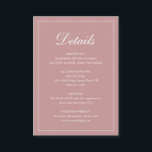 Formell traditionell Elegant Dusty Ro Rosa Bröllop Tilläggskort<br><div class="desc">Kortet stil dammiga ro rosa bröllop med en enkel utformning med "Detaljer" i en elegant-kalligrafi inuti ett tunt gräns. Med mallen kan du  viktig information om din speciella dag. Den här klassiska designen är perfekt för ett formellt bröllop.</div>