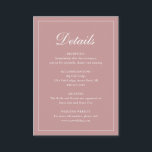 Formell traditionell Elegant Dusty Ro Rosa Bröllop Tilläggskort<br><div class="desc">Kortet stil dammiga ro rosa bröllop med en enkel utformning med "Detaljer" i en elegant-kalligrafi inuti ett tunt gräns. Med mallen kan du  viktig information om din speciella dag. Den här klassiska designen är perfekt för ett formellt bröllop.</div>
