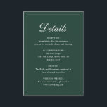 Formell traditionell Elegant Forest Grönt Bröllop Tilläggskort<br><div class="desc">Kortet bröllop i den traditionella grönten av skogarna i stil,  som har en enkel utformning med "Detaljer" i en elegant i ett tunt gräns. Med mallen kan du  viktig information om din speciella dag. Den här klassiska designen är perfekt för ett formellt bröllop.</div>