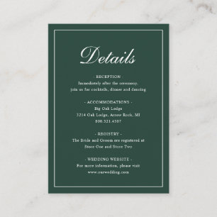 Formell traditionell Elegant Forest Grönt Bröllop Tilläggskort