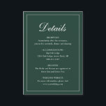 Formell traditionell Elegant Forest Grönt Bröllop Tilläggskort<br><div class="desc">Kortet bröllop i den traditionella grönten av skogarna i stil,  som har en enkel utformning med "Detaljer" i en elegant i ett tunt gräns. Med mallen kan du  viktig information om din speciella dag. Den här klassiska designen är perfekt för ett formellt bröllop.</div>