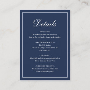 Formell traditionell Elegant, marinblå Bröllop Tilläggskort