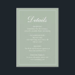 Formell traditionell Elegant Sage Grönt Bröllop Tilläggskort<br><div class="desc">Kortet grönt bröllop i den traditionella stil-sidans  med en enkel utformning med "Detaljer" i elegantens kalligrafi inuti ett tunt gräns. Med mallen kan du  viktig information om din speciella dag. Den här klassiska designen är perfekt för ett formellt bröllop.</div>