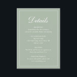 Formell traditionell Elegant Sage Grönt Bröllop Tilläggskort<br><div class="desc">Kortet grönt bröllop i den traditionella stil-sidans  med en enkel utformning med "Detaljer" i elegantens kalligrafi inuti ett tunt gräns. Med mallen kan du  viktig information om din speciella dag. Den här klassiska designen är perfekt för ett formellt bröllop.</div>