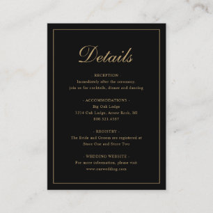 Formell traditionell Elegant, svart och Guld Bröll Tilläggskort