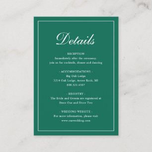 Formell traditionell Emerald Grönt Elegant bröllop Tilläggskort
