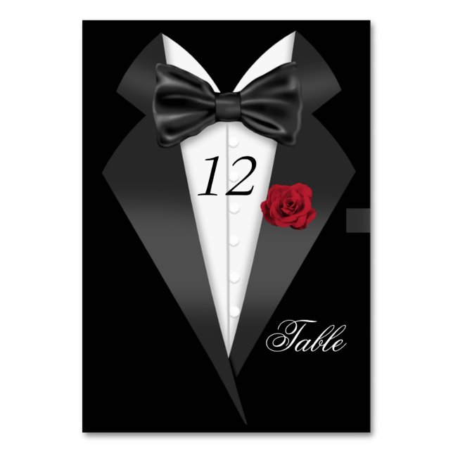 Formell Tuxedo Black-Bordsnummer, sittande Ställe  Bordsnummer (Framsidan)