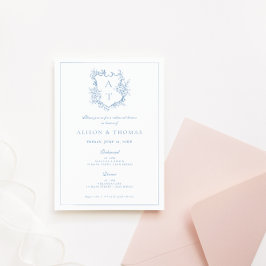 Formell Vapensköld Dusty Blue Rehearsal Middag Inbjudningar