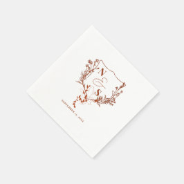 Formell Vapensköld för Rustic Blommigt Monogram Br Pappersservett