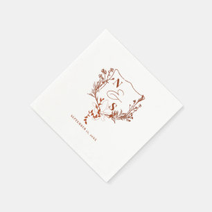 Formell Vapensköld för Rustic Blommigt Monogram Br Pappersservett