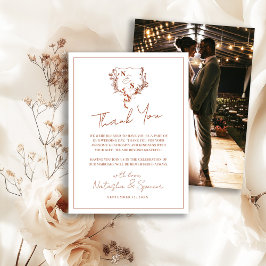 Formell Vapensköld för Rustic Blommigt Monogram Br Tack Kort