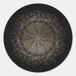 Formell vimisk Hand plockade Black och Guld Bröllo Runt Klistermärke