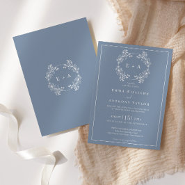 Formell Vintage periwinkle Monogram Bröllop Inbjudningar