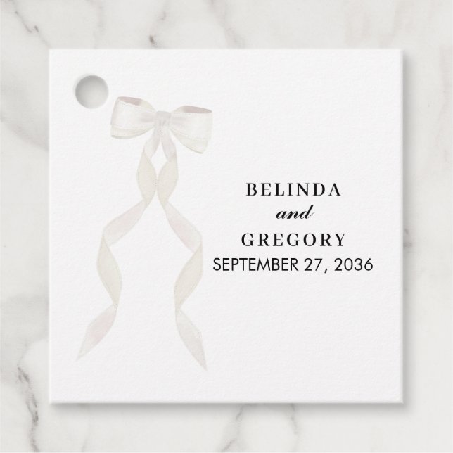 Formell vit banderull elegant bröllop gåvor etiketter (Framsida)