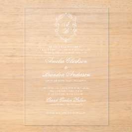 Formell vit Blommigt Monogram Vapensköld Bröllop