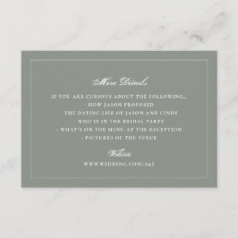 Formella detaljer för bröllopswebbplats med salvia tilläggskort