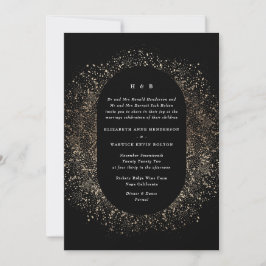 Formella Foil Black och Guld Bröllop Arch Inbjudningar