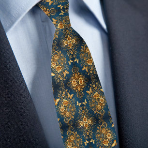 Formella Guld Deep Blue Fower Bouquets Butterflies Slips