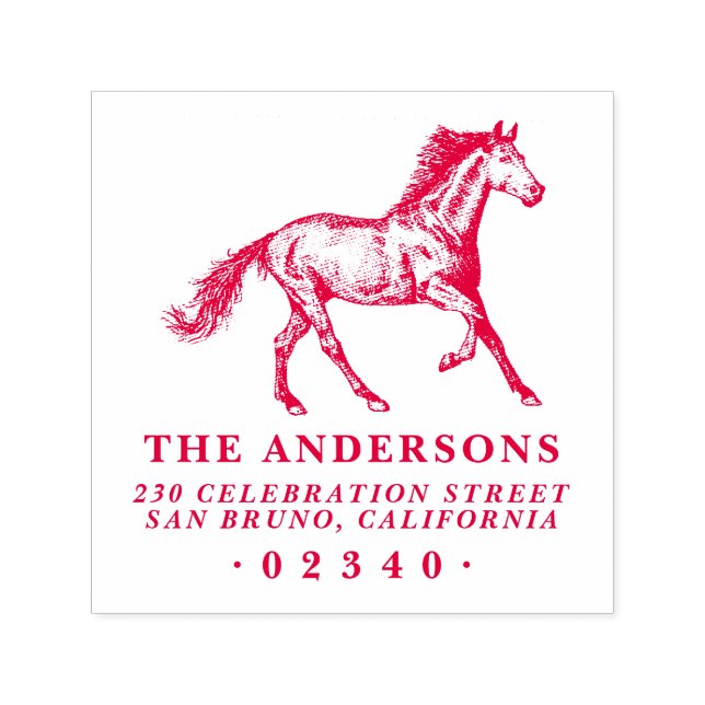Formella Horse Classic Family Namn & Returadress Självfärgande Stämpel (Design)