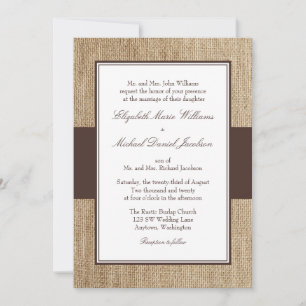 Formella inbjudningar till Rustic Burlap Brown-brö