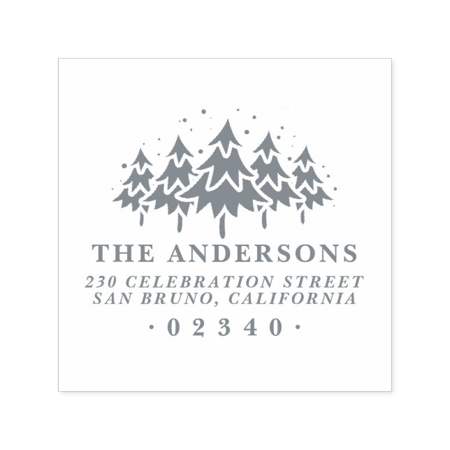 Formella Julgran-familjen Namn & Returadress Självfärgande Stämpel (Design)