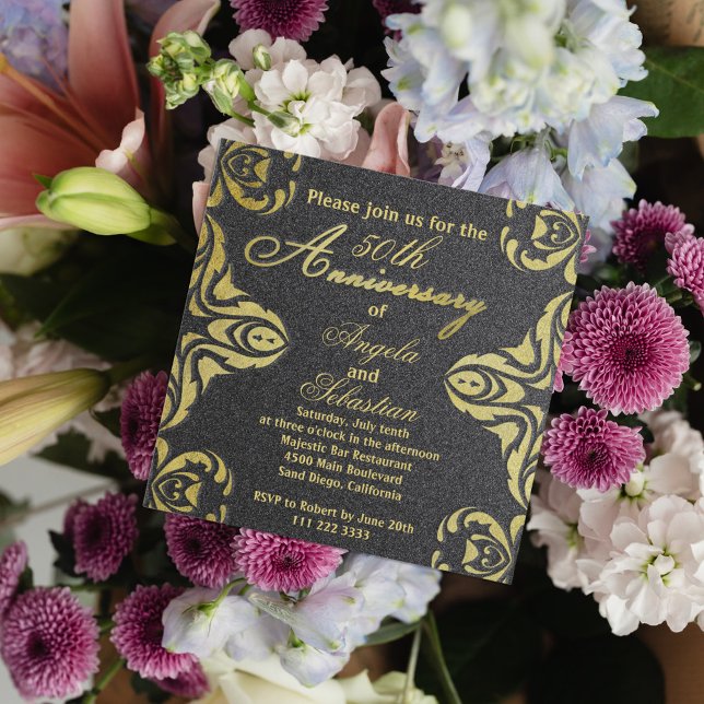 Formelljuret Guld och svart lyx, klassiskt Inbjudningar (Skapare uppladdad)