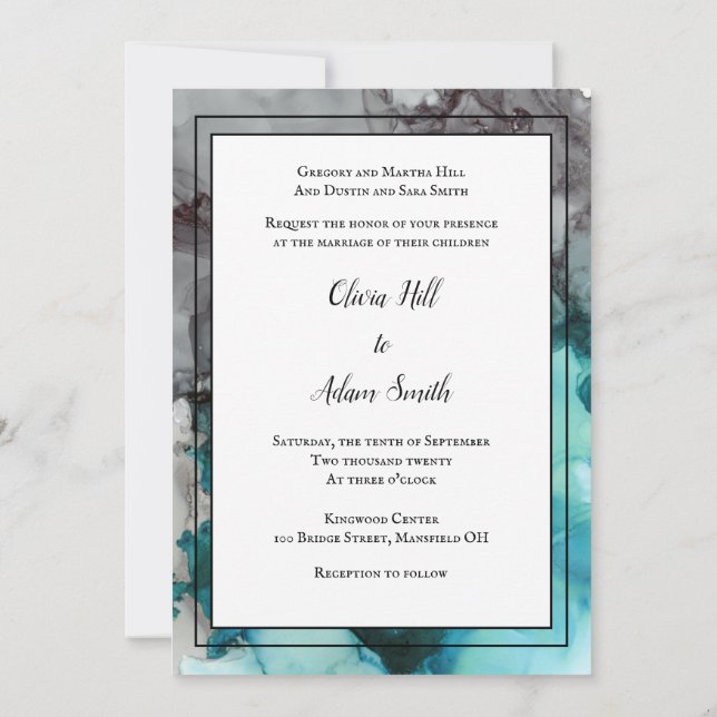 Formellt Abstrakt för modern bröllopsinbjudan Inbjudningar (Baksida)