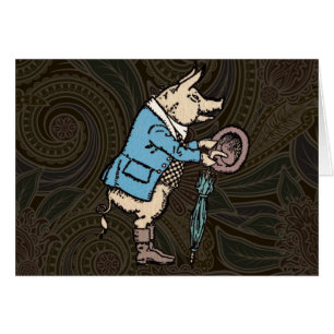 Formellt antiskt gris-Jacka-piggy Cute Antique Hälsningskort