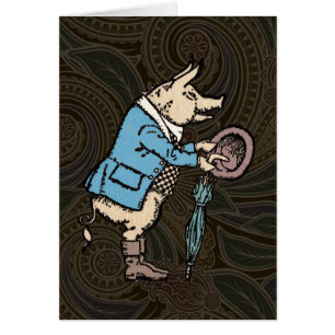 Formellt antiskt gris-Jacka-piggy Cute Antique Hälsningskort