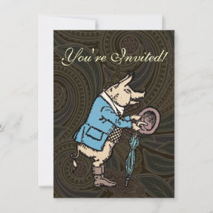 Formellt antiskt gris-Jacka-piggy Cute Antique Inbjudningar