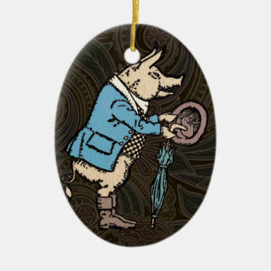 Formellt antiskt gris-Jacka-piggy Cute Antique Julgransprydnad Keramik