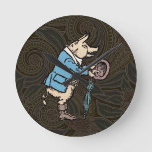 Formellt antiskt gris-Jacka-piggy Cute Antique Rund Klocka