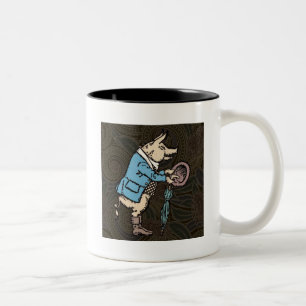 Formellt antiskt gris-Jacka-piggy Cute Antique Två-Tonad Mugg