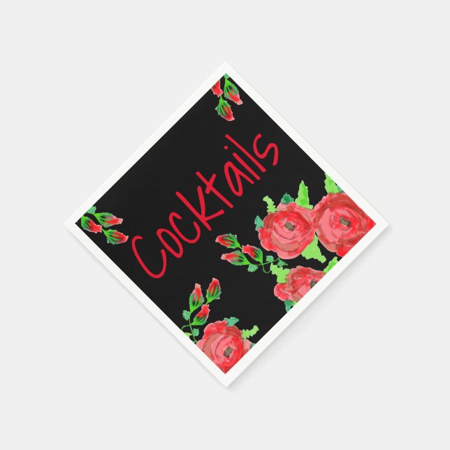 Formellt Artsy Red Flowved Pappersservett (Hörn)