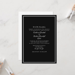Formellt Black Bröllop Bride One Venue Bride Paren Inbjudningar