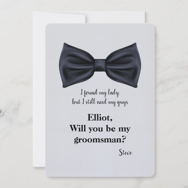 Formellt Bowtie Groomsman-inbjudan Inbjudningar (Framsida)