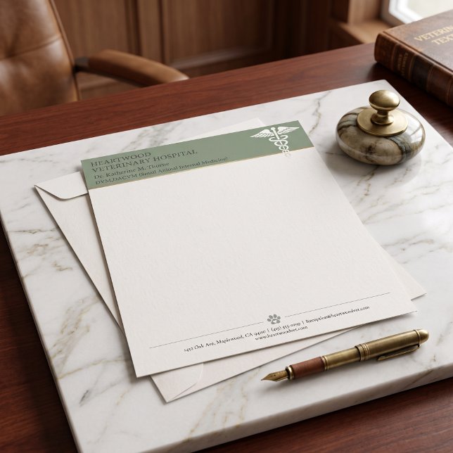 Formellt brevpapper för veterinärklinik DVM Paw Pr (Veterinary Clinic Formal Letterhead DVM Paw Print)