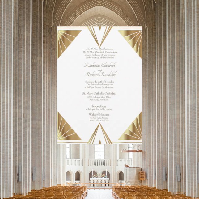 Formellt Bröllop Glam Guld Ram White Bröllop Inbjudningar (Skapare uppladdad)