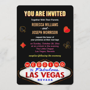 Formellt Bröllop i Fabulous Las Vegas Sign Poker Inbjudningar