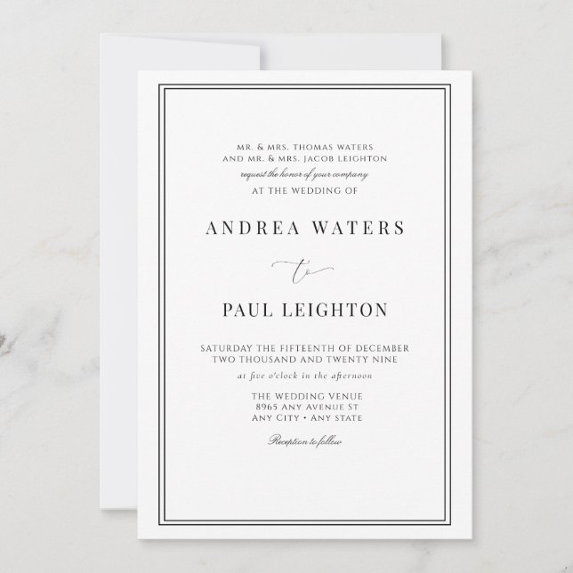 Formellt Bröllop Inbjudningar (Framsida)