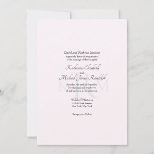 Formellt Bröllop Monogram Bride Parents Rosa II Inbjudningar
