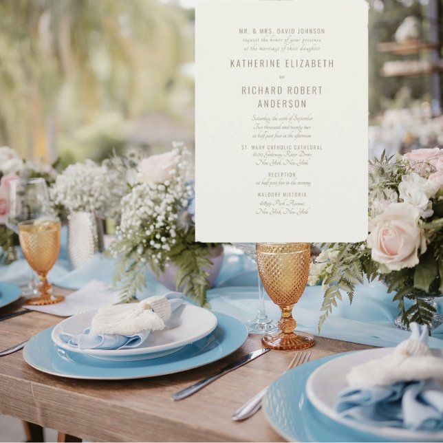 Formellt Cream Guld Text 2 Venue Bride Parents Inbjudningar (Skapare uppladdad)