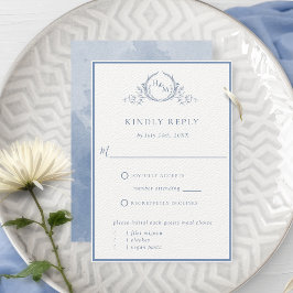 Formellt Dusty Blue Monogram Bröllop OSA Card