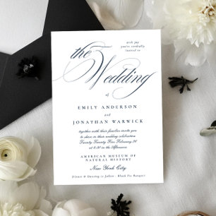 Formellt Elegant Kalligrafi Navy Blue the Bröllop Inbjudningar
