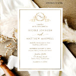 Formellt, Elegant Vita och Guld Monogram Bröllop Inbjudningar<br><div class="desc">Elegant bröllop inbjuder med ömtålig bra, handdragen monogram med brud och brudgumms initialer i gyllene nyanser. Ren, minimal och elegant stil. Vit och guld design. Bakåt i vitt, som du kan ändra till valfri annan färg genom att välja "anpassa ytterligare". Observera: typografi är inte i verklig folie utan tryckt i...</div>