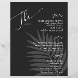 Formellt enkelt Bröllop Menu Black White Grått