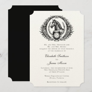 Formellt Equestrian Horse Monogram Vapensköld Bröl Inbjudningar