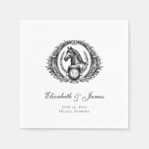 Formellt Equestrian Horse Monogram Vapensköld Bröl Pappersservett