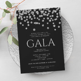 Formellt företag Gala Silver Blac Glitter Confetti Inbjudningar